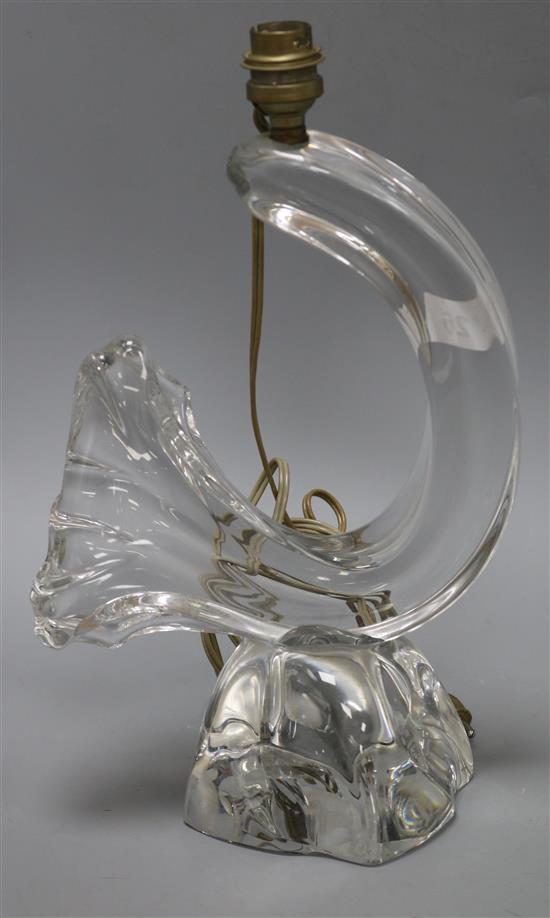A 1960s French Daum glass table lamp base